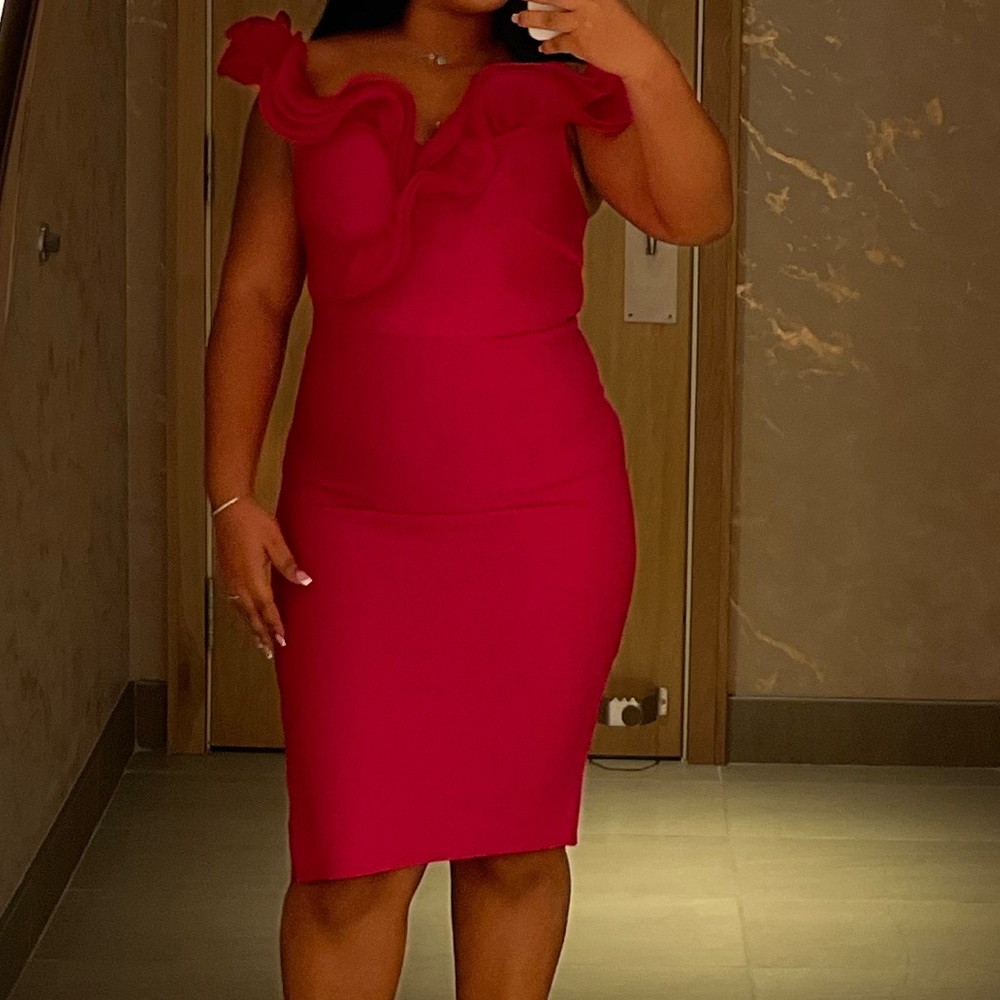 Elegant Pink Ruffle Dress